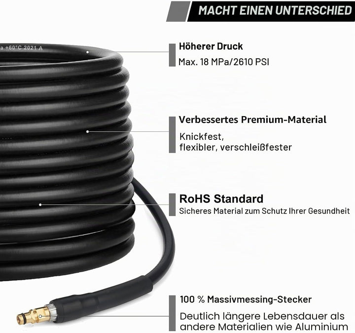 Emoobin 10M Ersatz-Hochdruckschlauch-Verlängerungsschlauch für Karcher K-Serie K2 K3 K4 K5 K6 K7 Hoc