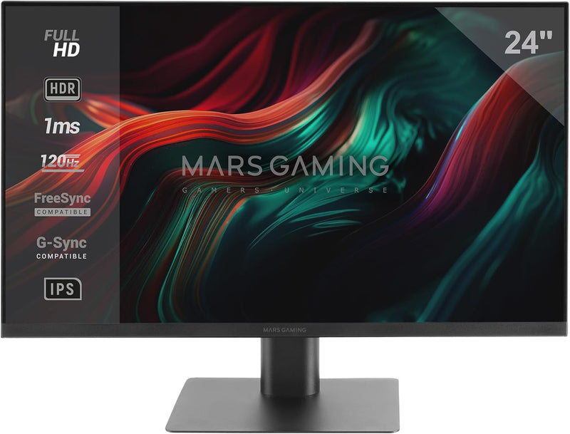 MARSGAMING MV-24, Monitor 24“ IPS FHD 120Hz, HDR10 1ms, FreeSync und G-SYNC, PC-Monitor Integrierten