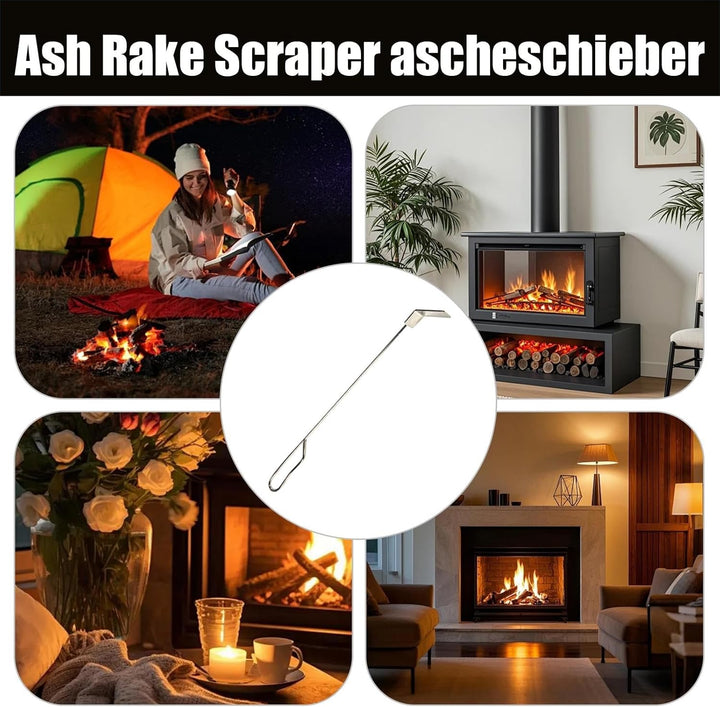 Kohlenharke,Edelstahl Reiniger Mit Langem,Asche Entfernungs Harke Für | Für BBQ, Feuerstellen, Holzö