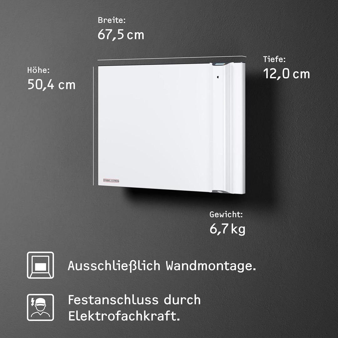 STIEBEL ELTRON Duo Wandkonvektor CND 75, 0,75 kW für ca. 9 m², LC-Display, Wochentimer, Elektroheizu