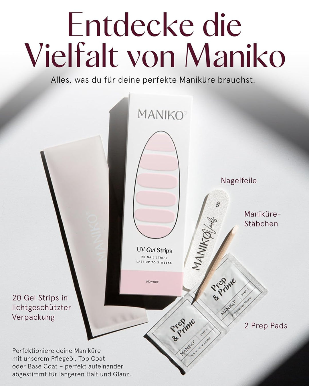 Maniko® UV Gel Strips - Selbstklebende Nagelfolie für bis zu 2 Anwendungen - Vegan & langanhaltend -
