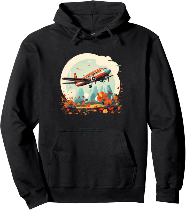 Lustige windige Herbstsaison mit fallenden Blättern und Flugzeug Pullover Hoodie