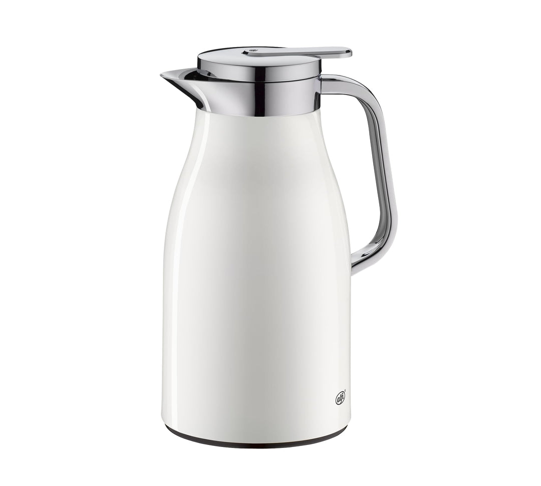 alfi SKYLINE 1,0l, coconut white mat, Edelstahl-Isolierkanne mit hygienischem Hartglaseinsatz, Drehv
