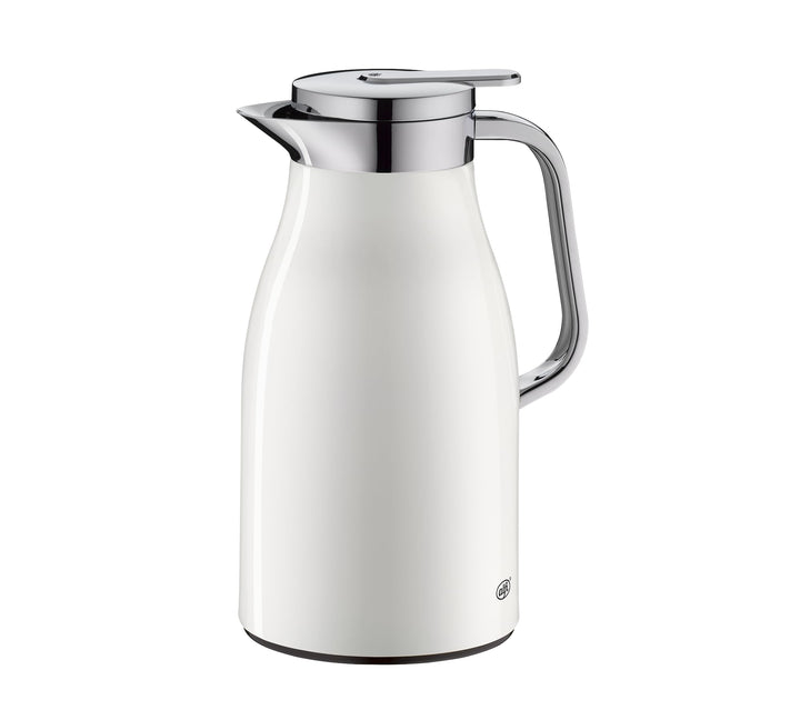alfi SKYLINE 1,0l, coconut white mat, Edelstahl-Isolierkanne mit hygienischem Hartglaseinsatz, Drehv