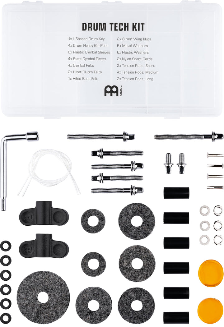Meinl Cymbals Drum Tech Kit – Schlagzeug Zubehör Ersatzteile Set (46-teilig) mit Stimmschlüssel, Bec