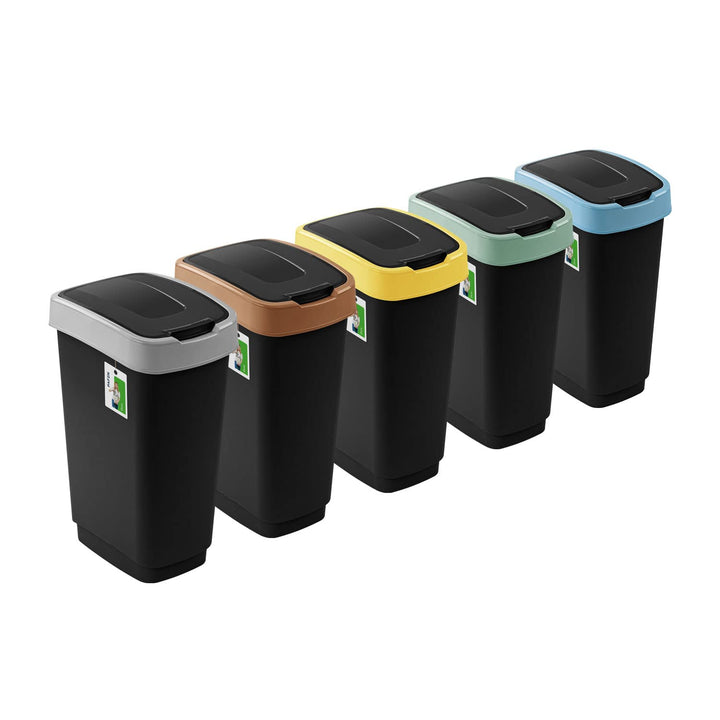 PAFEN 5x Mülleimer SET Mülltrennung 50L - 41 x 30 x 61,5cm - Abfallbehälter Mülltonne mit Spezialkla