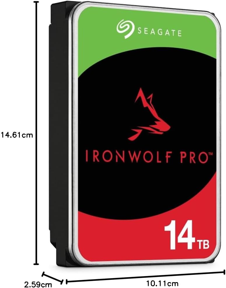 Seagate IronWolf Pro, NAS interne Festplatte 14TB HDD, 3.5 Zoll, 7200 U/Min, CMR, 256 MB Cache, SATA