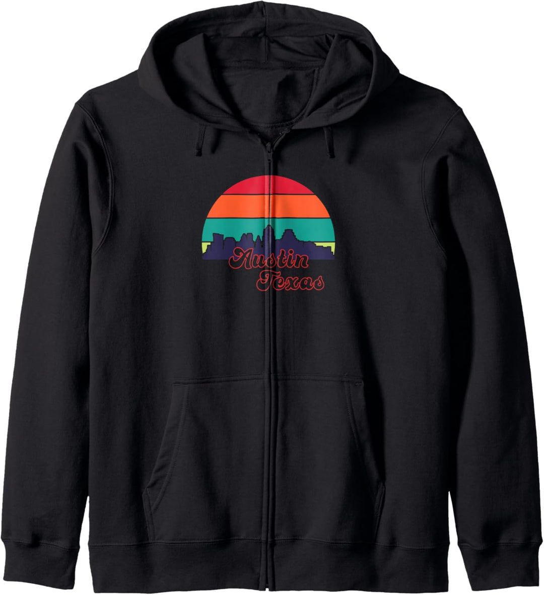 Texanische Souvenir-Kunst Der 70er Jahre Retro-Stil Austin Kapuzenjacke