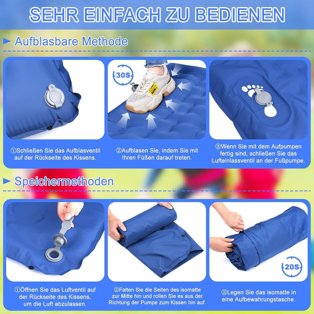 Isomatte Selbstaufblasend, Verbessertes Komfortableres Luftmatratze,13cm Verdickte Tragbare Aufblasb