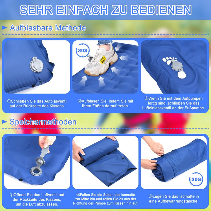 Isomatte Selbstaufblasend, Verbessertes Komfortableres Luftmatratze,13cm Verdickte Tragbare Aufblasb