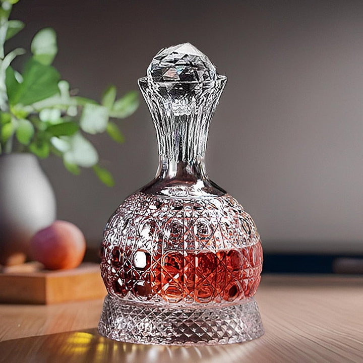 Lvpradior Kristallglas-Weindekanter, 360° drehbarer Relief-Rotweinbelüfter-Spenderausgiesser, 1,5 l