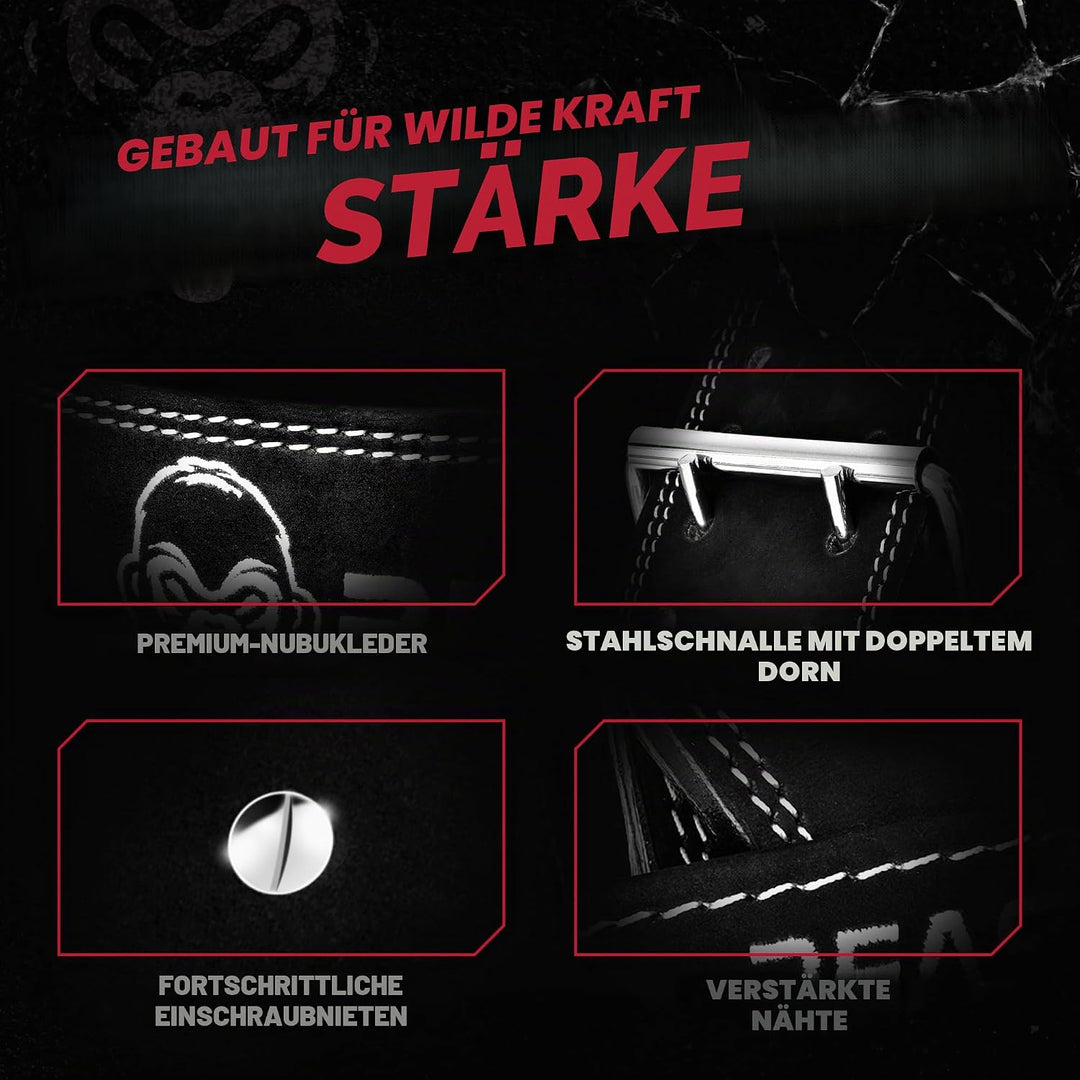 Beast Gear Gewichthebergürtel - Leder 10mm Gepolstert Gym Gürtel Herren, Trainingsgürtel für Klimmzu