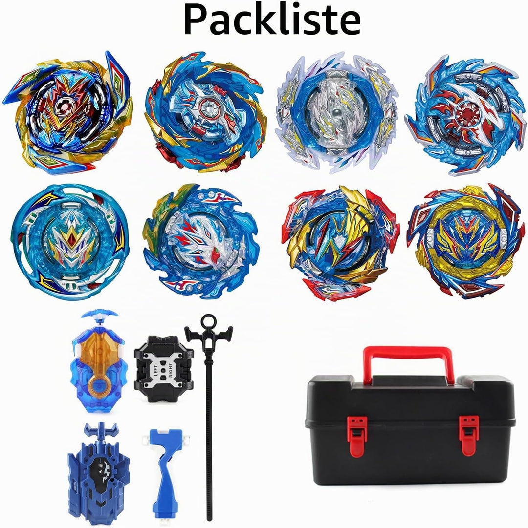 12Pcs Gyros Turbo Kreisel Set, Spielzeug Geschenk + Launcher Mit Box Set,Blue, Blue