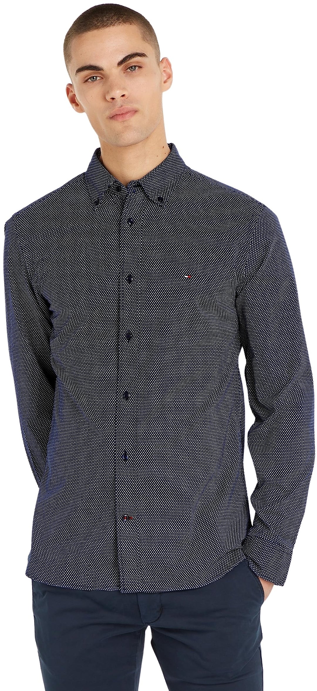 Tommy Hilfiger Regular Fit Hemd L Blau (Carbon Navy / White), L Blau (Carbon Navy / White)