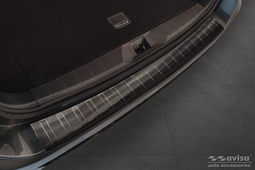 Avisa Schwarz Edelstahl Heckstossstangenschutz kompatibel mit Subaru Outback (BT) 2020- &