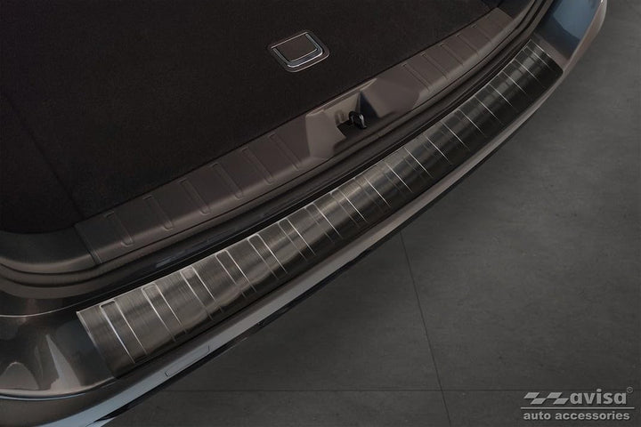 Avisa Schwarz Edelstahl Heckstossstangenschutz kompatibel mit Subaru Outback (BT) 2020- &