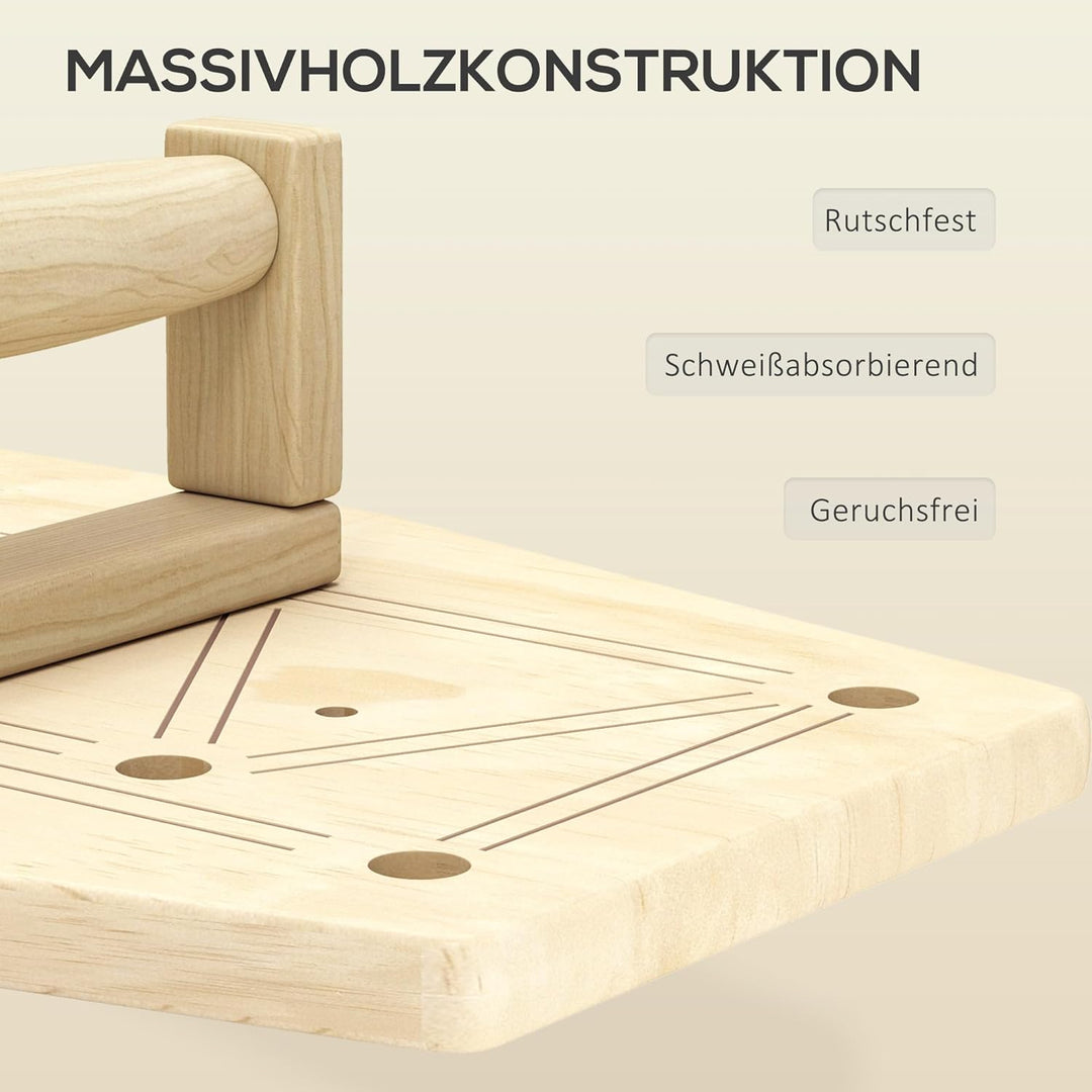 SPORTNOW Liegestützgriffe aus Holz Fitness Parallettes inkl. Widerstandsbänder, 11 Übungen, Push Up