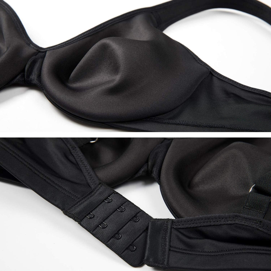 DELIMIRA Damen Minimizer BH mit Bügel Grosse Brüste Starker Halt Seamless Tshirt BHS Soft 70C Schwar