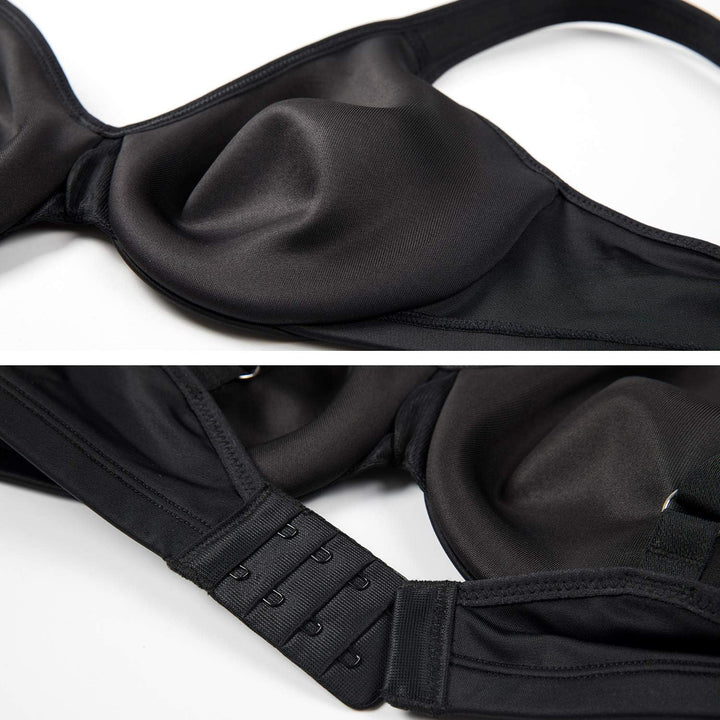 DELIMIRA Damen Minimizer BH mit Bügel Comfy Tshirt BHS Grosse Brüste Bequem Ungefüttert 70B Schwarz,