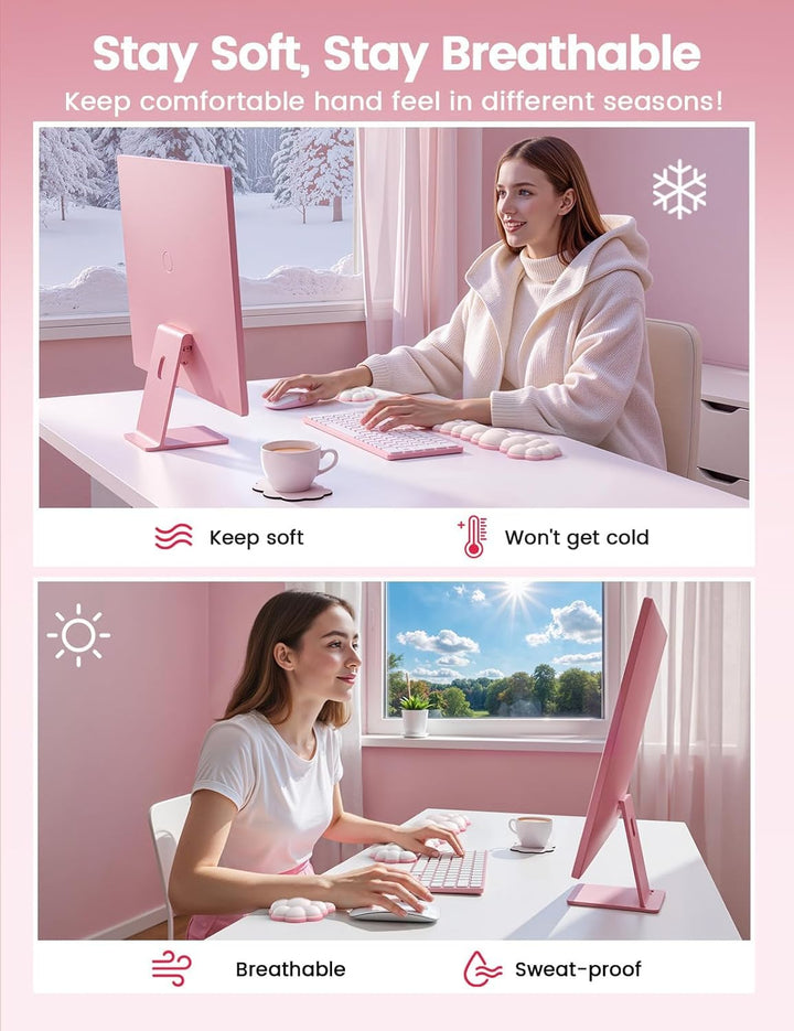 Vaydeer Ergonomische Handballenauflage Set – Memory Foam Handgelenkstütze für Tastatur & Maus, Rutsc
