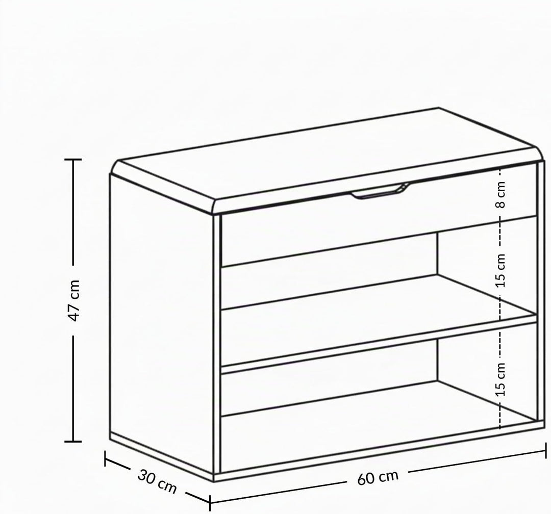 Schuhschrank mit Sitzbank, 60 x 30 x 47 cm, MDF und Polyester Bezug, Flurbank mit Stauraum, Schuhauf