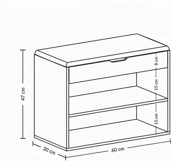 Schuhschrank mit Sitzbank, 60 x 30 x 47 cm, MDF und Polyester Bezug, Flurbank mit Stauraum, Schuhauf
