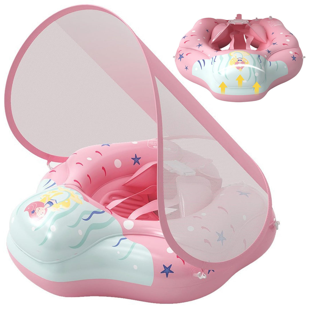 Babyschwimmer mit Baldachin, aufblasbarer, Rutschfester, Verstellbarer, sicherer Babyschwimmschwimme