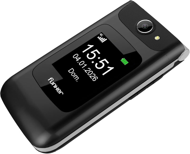 Funker C250 Comfort Power 4G Klapphandy für Senioren, Ladestation, kontrastreiche Tastatur, SOS-Tast