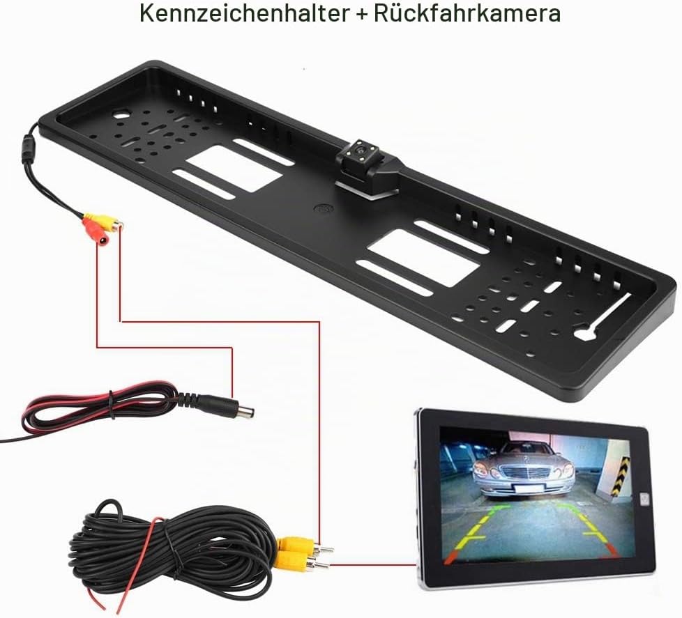 aqxreight - Kennzeichenkamera Kennzeichenrahmen EU1080p mit Rückfahrkamera (LED)