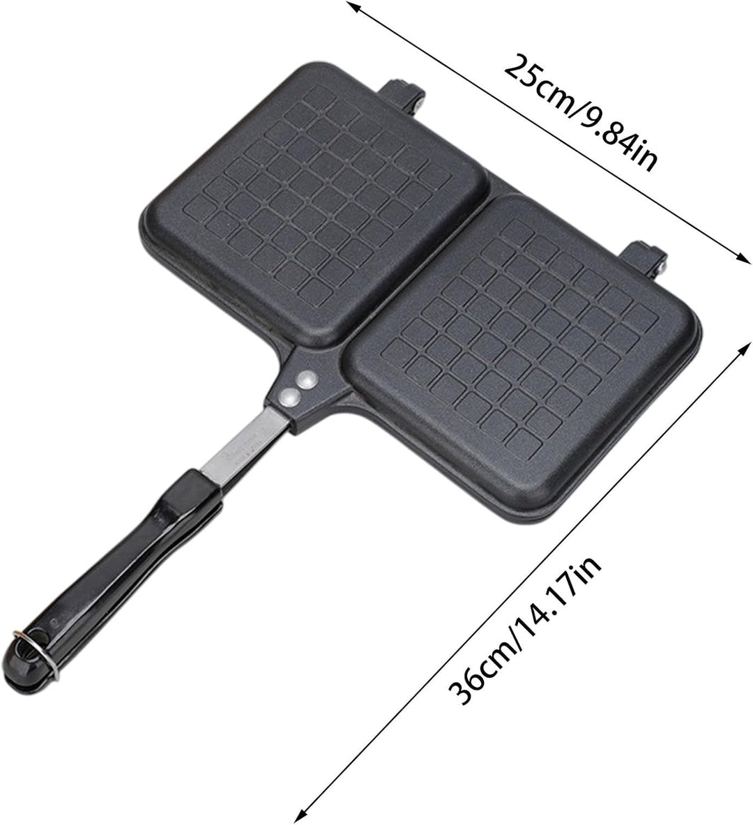 Doppel-Panel-Sandwich-Toaster, Camping-Grillpfanne mit Griff, Sandwich-Maker, schwarz, 36 x 24 cm, B