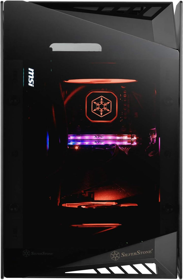 SilverStone SST-LD03B Lucid Mini Tower Mini-ITX Computer Gehäuse, geräuscharme Leistung bei hohem Lu