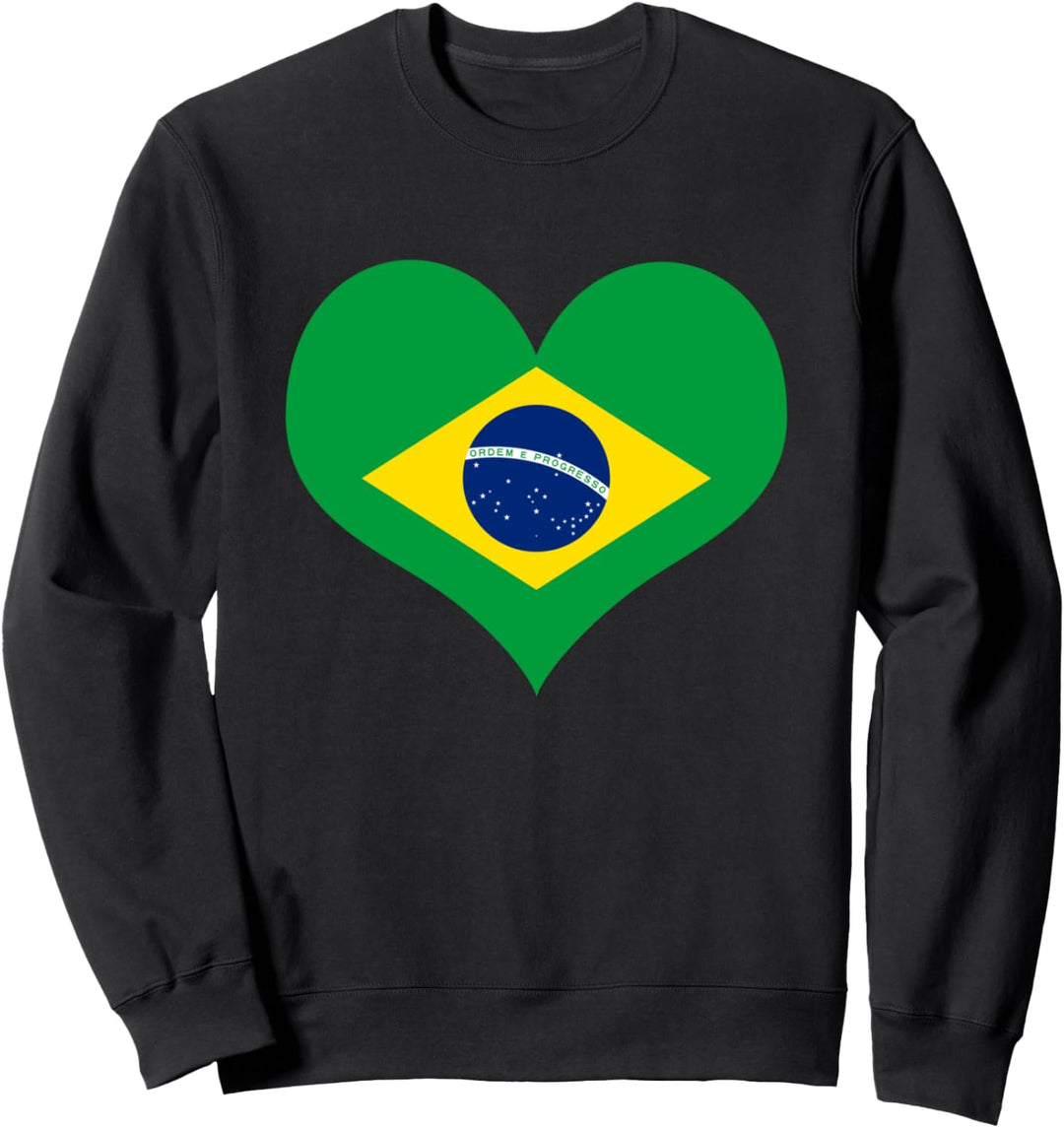 Brasilianische Flagge Liebesherzform Brasilien Flagge Sweatshirt