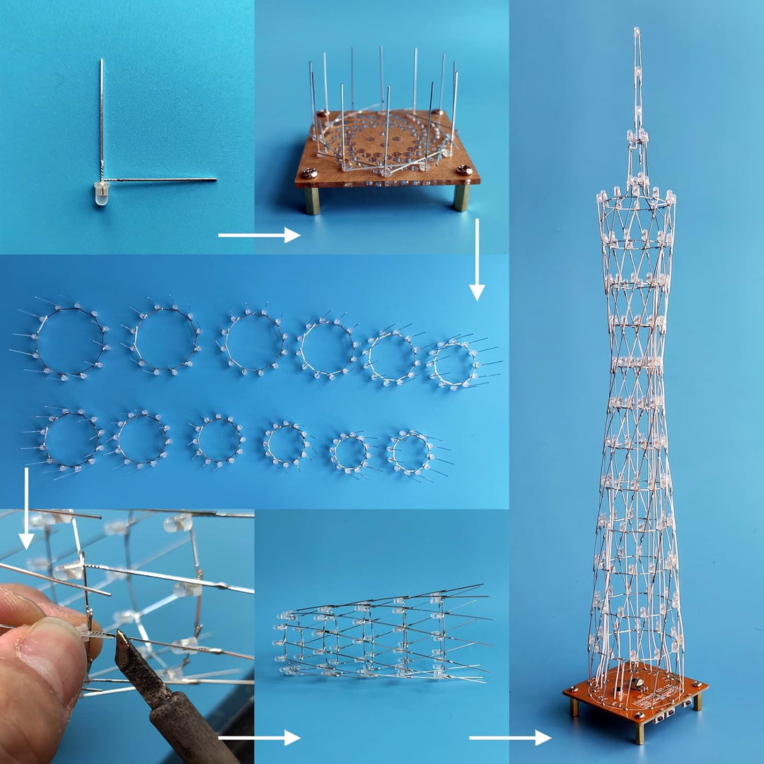 GZT-12 Led Canton Tower Modell DIY Elektronik Kit, LED Würfel Modell Handgemachtes Lötprojekt Kit (G