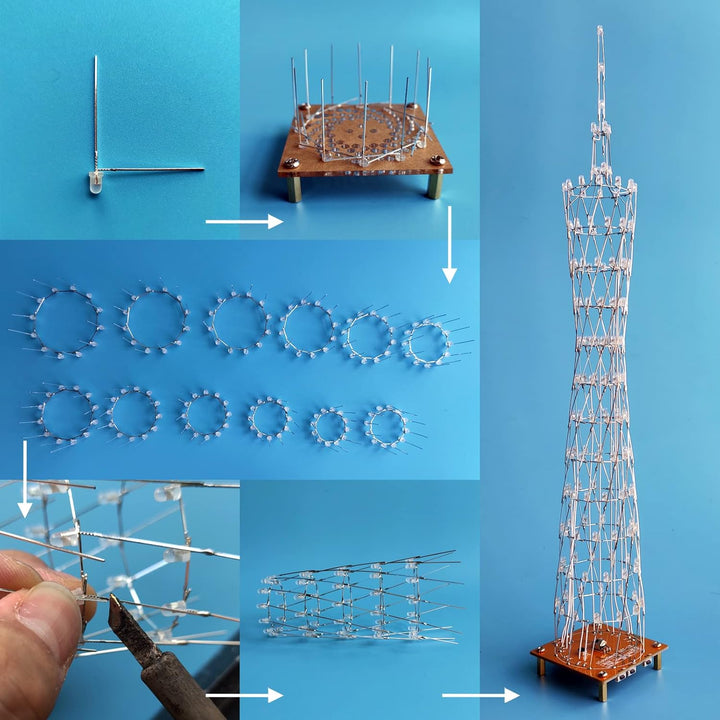 GZT-12 Led Canton Tower Modell DIY Elektronik Kit, LED Würfel Modell Handgemachtes Lötprojekt Kit (G