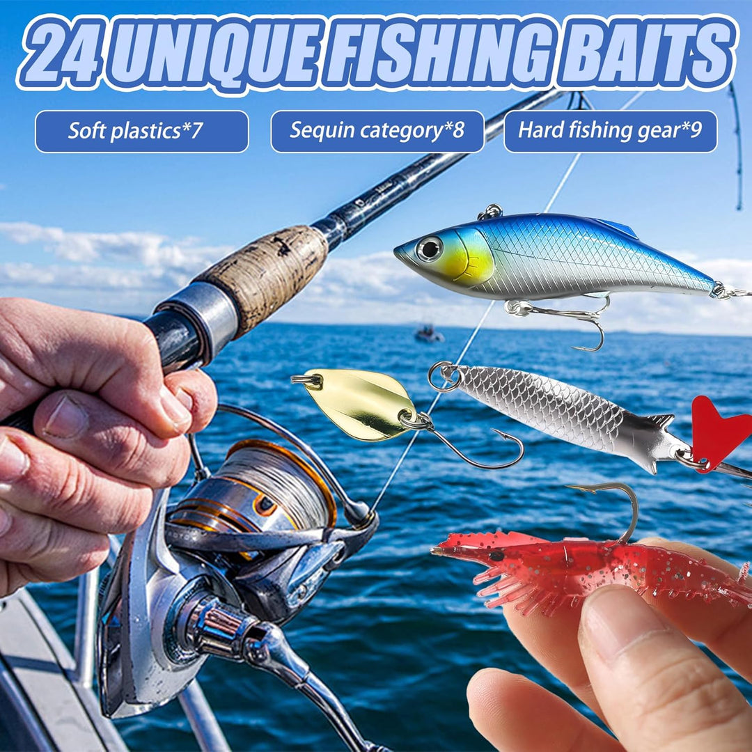 Tylices Angeln Adventskalender 2025 Angler Angelkalender, 24 Angeln Köder Set Angellieber Angel Weih