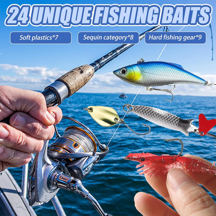 Tylices Angeln Adventskalender 2025 Angler Angelkalender, 24 Angeln Köder Set Angellieber Angel Weih