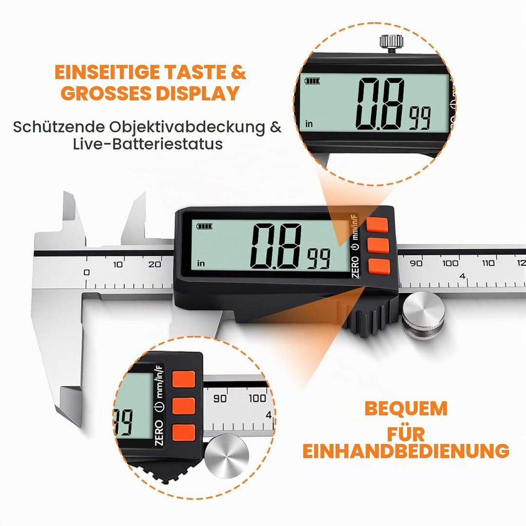 HARDELL Digital Caliper, Rechargeable Digital Caliper with Power Display, Caliper Measuring Tool wit