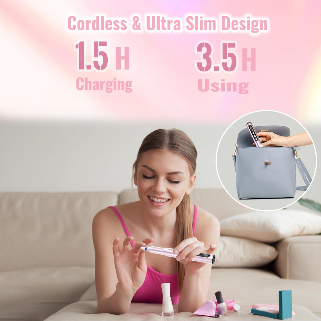 Nagelfräser Kabellos 35000 U/Min, Elektrische Nagelfeile 12 in 1 Fräser Nägel Professionell Nail Dri