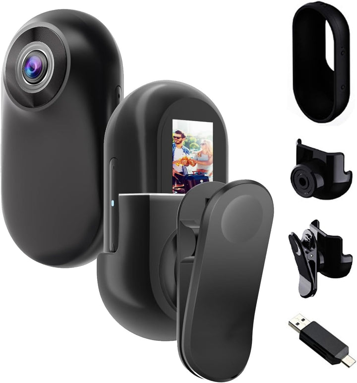 OBEST 360 Action Cam 1080P, Mini Actionkamera POV Camera Bodycam mit 0.96" Bildschirm, Magnetische M
