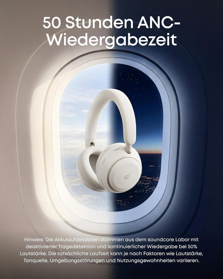 soundcore Space 2 by Anker, Noise Cancelling Kopfhörer, bequem, 50h Akku, LDAC Hi-Res Wireless Audio