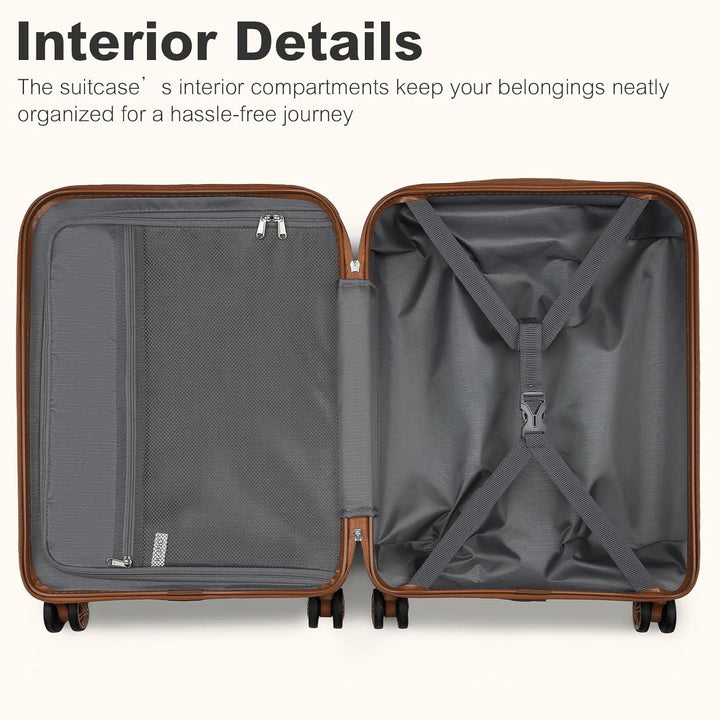KONO Koffer Trolley Kofferset 3 Teilig Reisekoffer von ABS+PC Hartschalenkoffer mit 4 Rollen TSA Sch