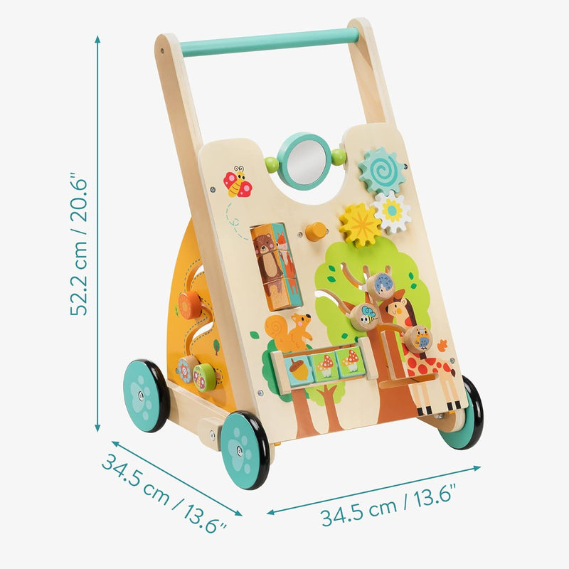 Navaris Lauflernwagen Baby Activity Wagen - Holz Lauflernhilfe mit Spielelementen - Spielwagen Laufw