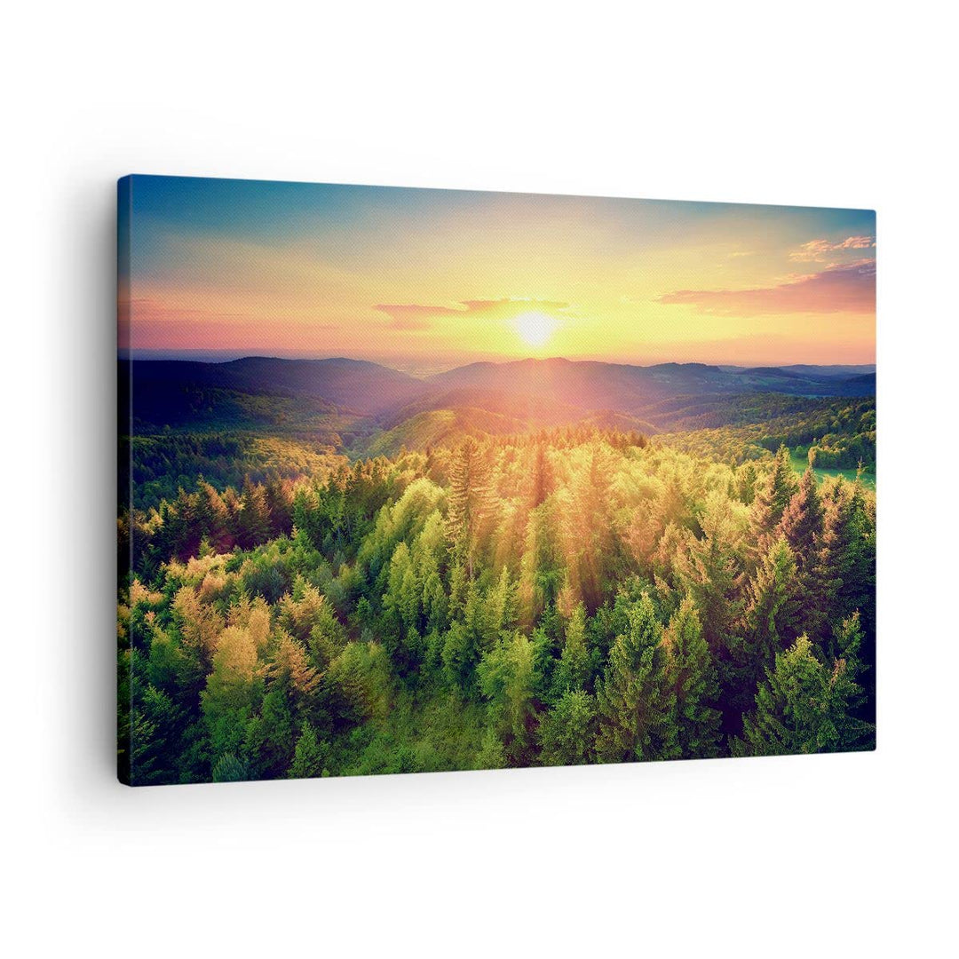 ARTTOR Bilder auf Leinwand Berge Natur Leinwandbild mit Rahmen 70x50cm Wandbilder Dekoration Wohnzim