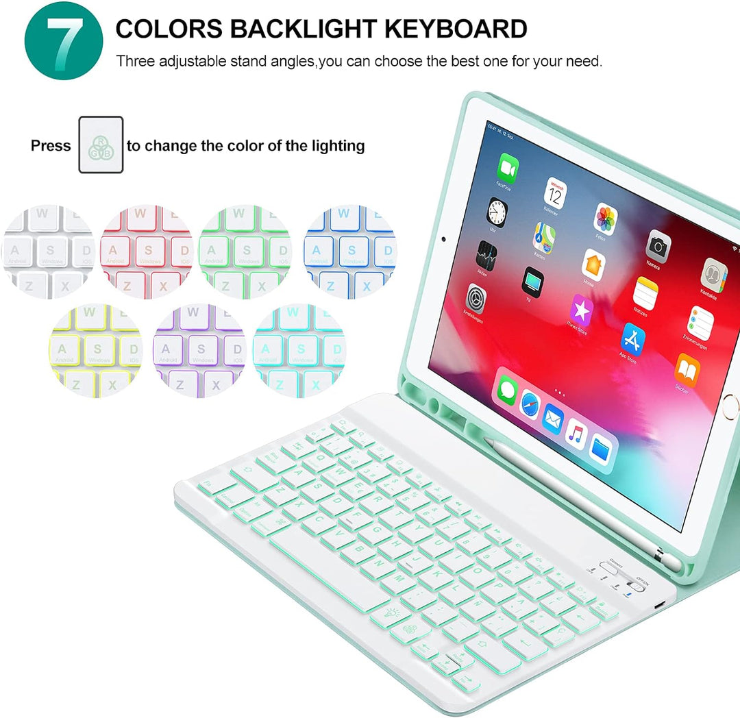 Qoosea Schutzhülle mit spanischer Tastatur für iPad 10,2 Zoll 9th 2021/ 8th Gen / 2020/7th Gen 2019/
