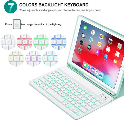 Qoosea Schutzhülle mit spanischer Tastatur für iPad 10,2 Zoll 9th 2021/ 8th Gen / 2020/7th Gen 2019/