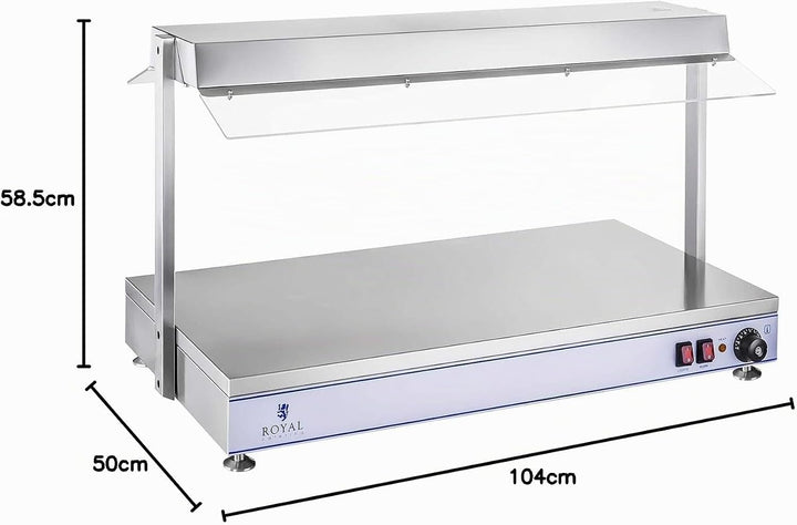 Royal Catering RCHP-100H Warmhalteplatte 1.550 W Arbeitsfläche 100 x 50 cm Edelstahl 3 Halogenlampen