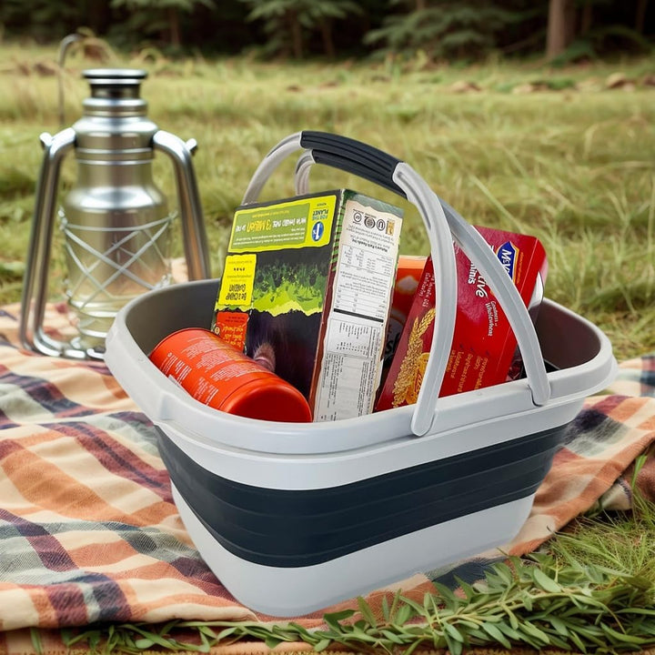 SAMMART 13L Faltbarer Korb mit Griff – Tragbarer Picknickkorb/Krater für den Aussenbereich – Faltbar