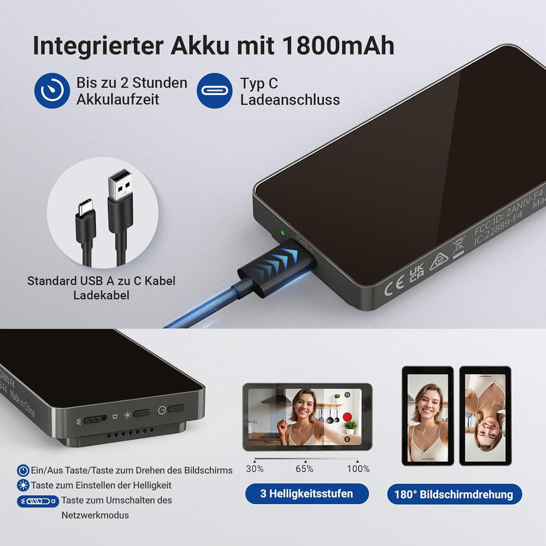 NEEWER 4" Monitor Selfie Handy Vlogging kompatibel mit iPhone, 500nit 1080x540p, kabelloser Monitor