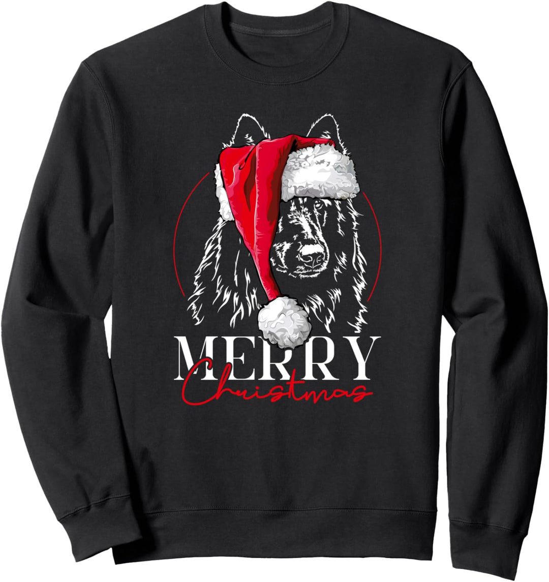 Lustiger Santa Groenendael Merry Christmas Weihnachten Hunde Sweatshirt