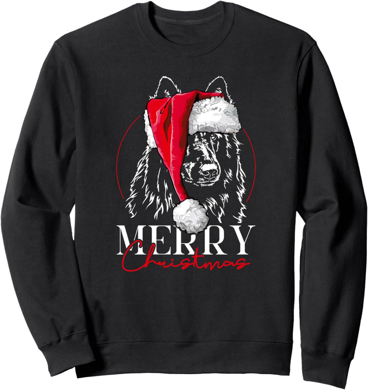Lustiger Santa Groenendael Merry Christmas Weihnachten Hunde Sweatshirt